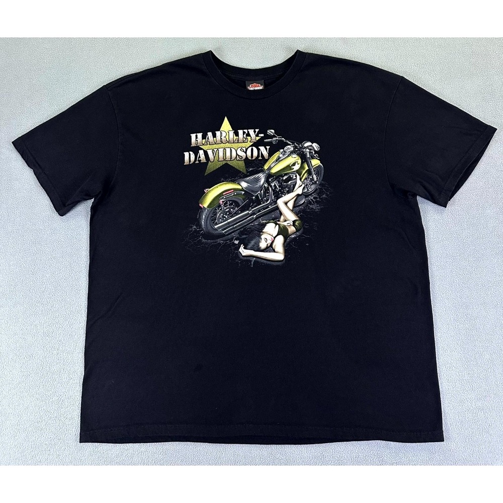 Harley Davidson Shirt Mens 3XL Black Pin Up Girl Motorcycle Seminole Florida